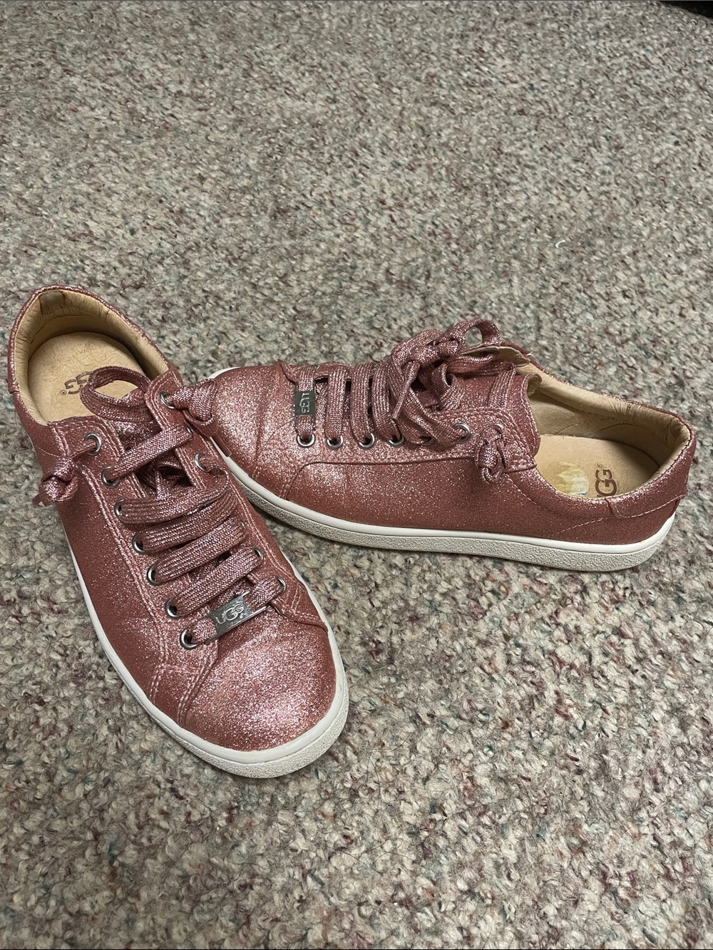 UGG Women's Metallic Rose glitter Lace-Up Sneakers-like new